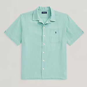 🆕 POLO RALPH LAUREN Men's Classic Fit Linen-Cotton Camp Shirt. Green, NWT